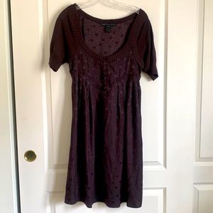 Marc by Marc Jacobs burgundy silk and wool empire dress